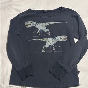 Nano Kids Long Sleeve Dinosaur Tee - Dark Blue- size 7